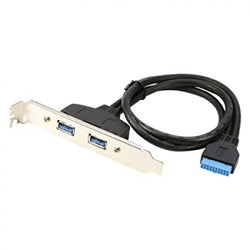 2 Ports USB 3.0 Female Back Panel to MB 20pin Header Connector Cable Adapter with PCI Slot Plate Bracket 1.5ft