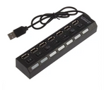 7 Ports USB 2. 0 Hub- High Speed USB Hub - Black