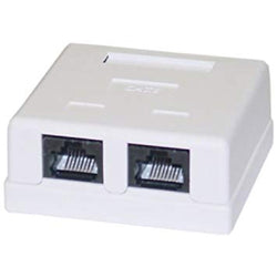 Cat6 Dual Jack Surface Mount Box, Female, Unshielded, White