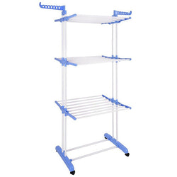 3 Layer Drying Rack Foldable Clothes Hanger - Blue
