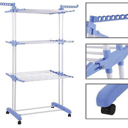 3 Layer Drying Rack Foldable Clothes Hanger - Blue