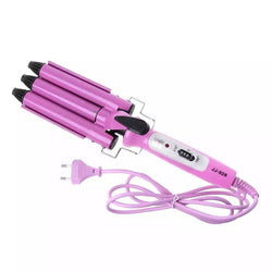 Professional 3 Barrel Ceramic Hair Curler - Pink
