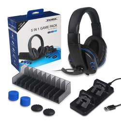 DOBE 5 in 1 Headphones -Game Stand -Charging Dock -Silicon Caps For PS4