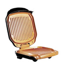 Electric BBQ Low Fat Non Stick Grill Hinged - Gold