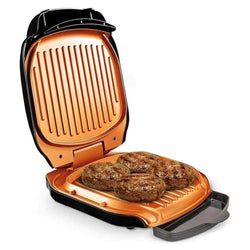 Electric BBQ Low Fat Non Stick Grill Hinged - Gold
