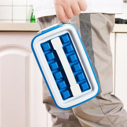 Foldable Ice Cube Tray Mold Homemade Ice Storage Box 18 Ice Cubes