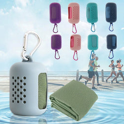 Ice Cooling Quick Drying Towel with Case for Gym Sports Fitness Yoga- Grey